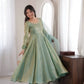 Cream Crush Tissue Anarkali Gown Set