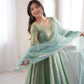 Cream Crush Tissue Anarkali Gown Set