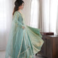 Cream Crush Tissue Anarkali Gown Set