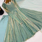 Cream Crush Tissue Anarkali Gown Set