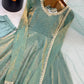 Cream Crush Tissue Anarkali Gown Set