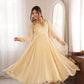 Cream Crush Tissue Anarkali Gown Set