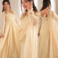 Cream Crush Tissue Anarkali Gown Set