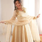 Cream Crush Tissue Anarkali Gown Set