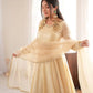 Cream Crush Tissue Anarkali Gown Set