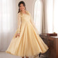 Cream Crush Tissue Anarkali Gown Set