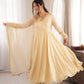 Cream Crush Tissue Anarkali Gown Set