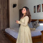Cream Embroidered Crunchy Silk Anarkali Suit Set for Festive and Wedding Wear