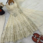 Cream Embroidered Crunchy Silk Anarkali Suit Set for Festive and Wedding Wear