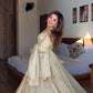 Cream Embroidered Crunchy Silk Anarkali Suit Set for Festive and Wedding Wear