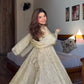 Cream Embroidered Crunchy Silk Anarkali Suit Set for Festive and Wedding Wear