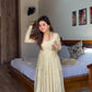 Cream Embroidered Crunchy Silk Anarkali Suit Set for Festive and Wedding Wear