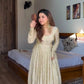 Cream Embroidered Crunchy Silk Anarkali Suit Set for Festive and Wedding Wear