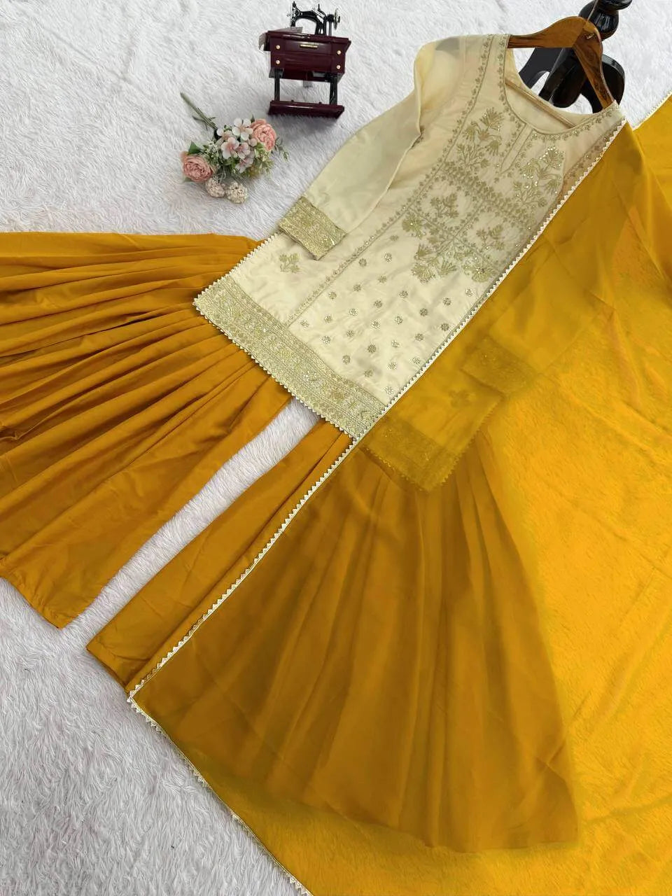 Crepe Embroidered Sharara Set with Dupatta