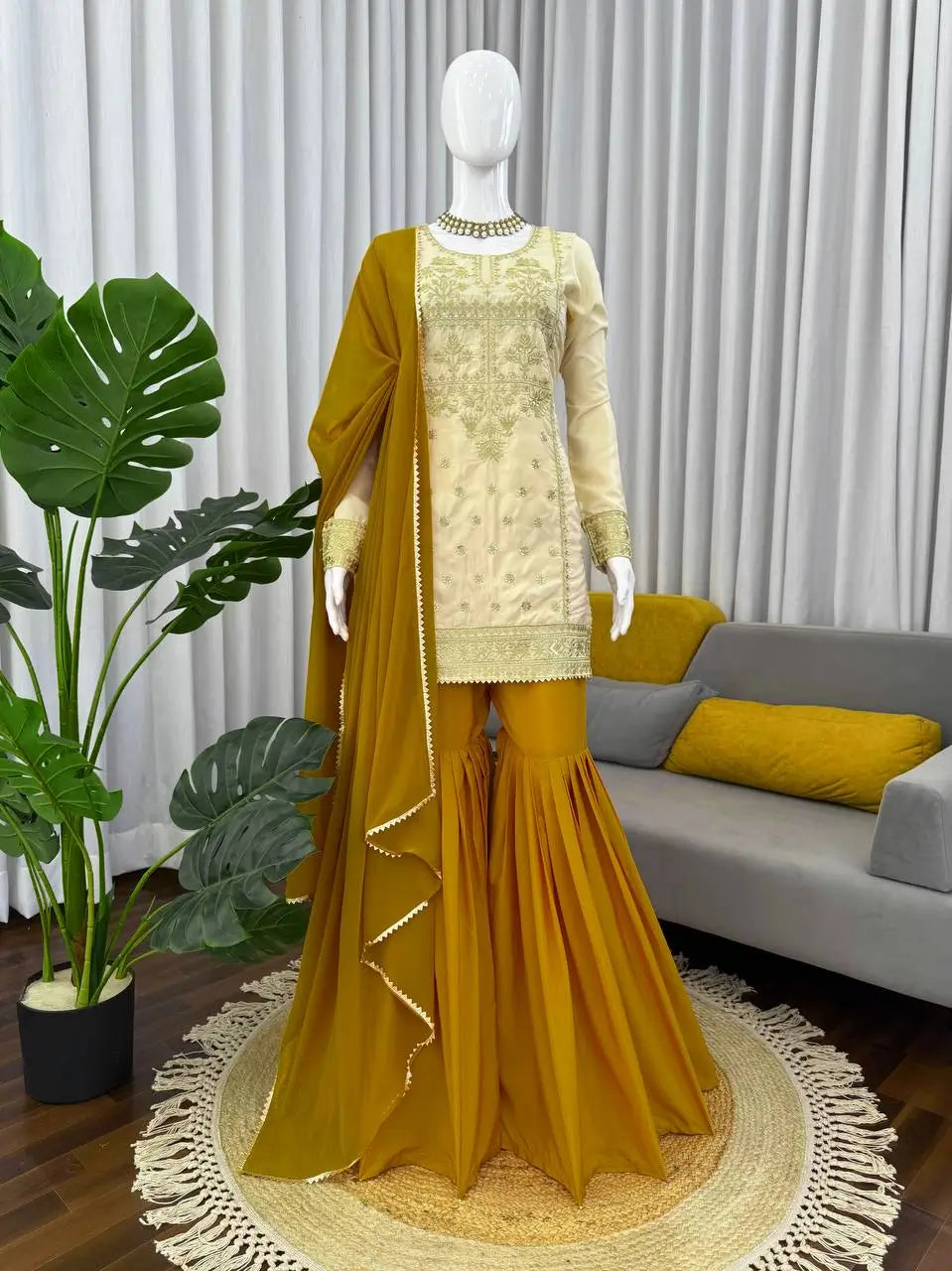 Crepe Embroidered Sharara Set with Dupatta