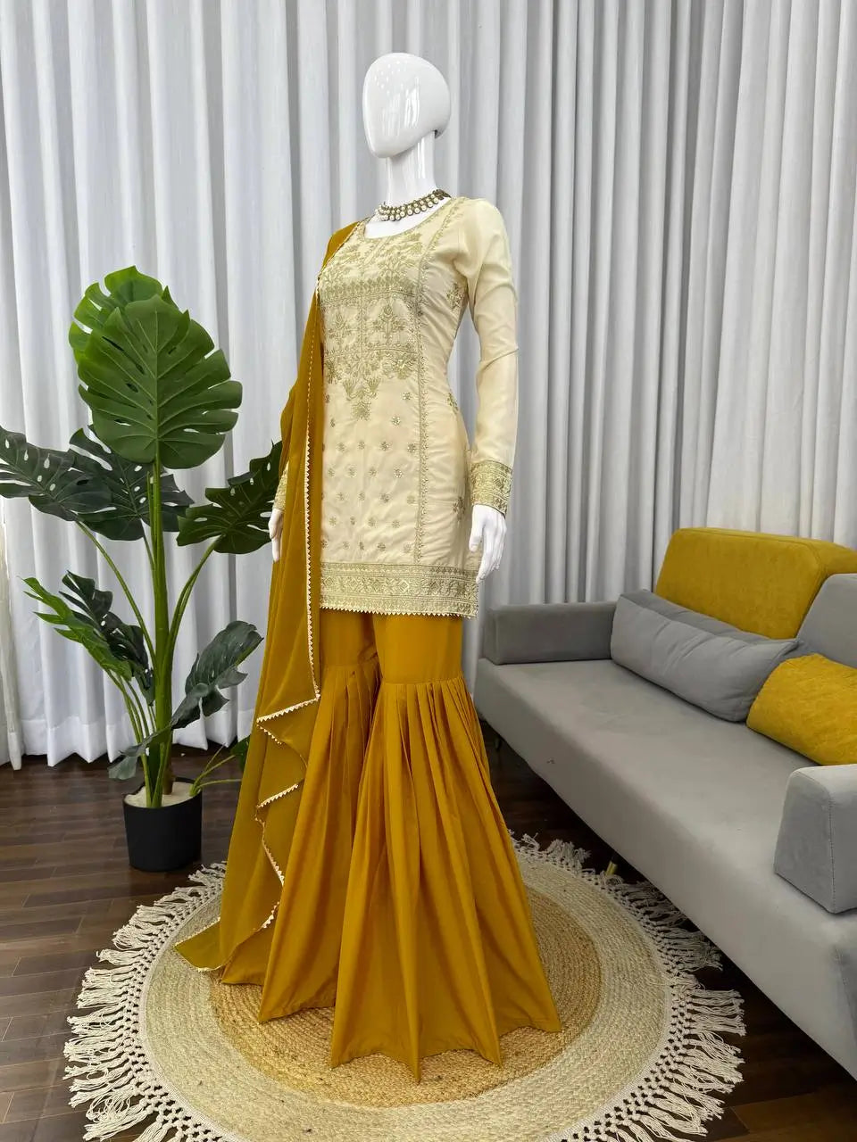 Crepe Embroidered Sharara Set with Dupatta