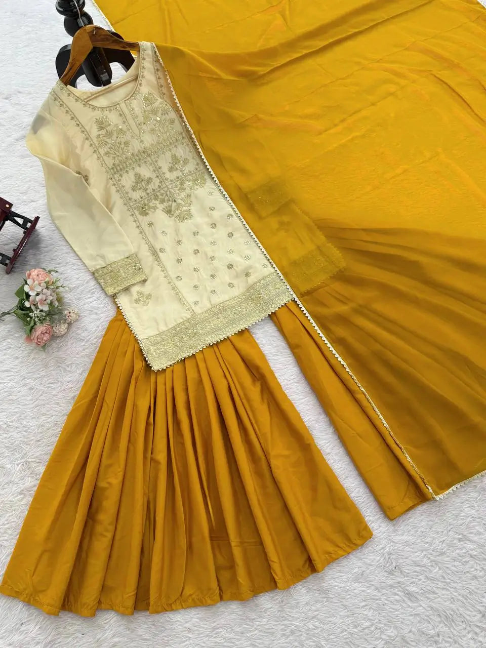 Crepe Embroidered Sharara Set with Dupatta