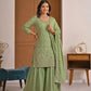 Crepe Silk Mirror Embroidery Sharara Set