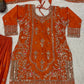 Crepe Silk Mirror Embroidery Sharara Set