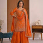 Crepe Silk Mirror Embroidery Sharara Set