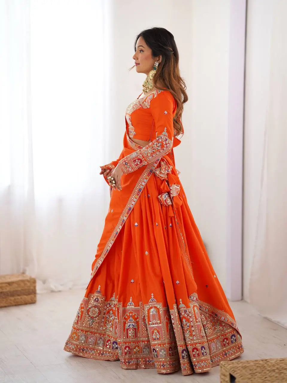 Crepe Silk Thread and Sequin Embroidered Lehenga Choli Set
