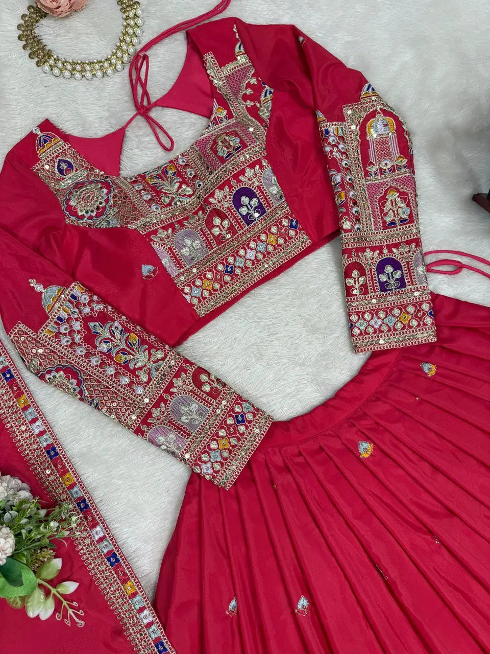 Crepe Silk Thread and Sequin Embroidered Lehenga Choli Set