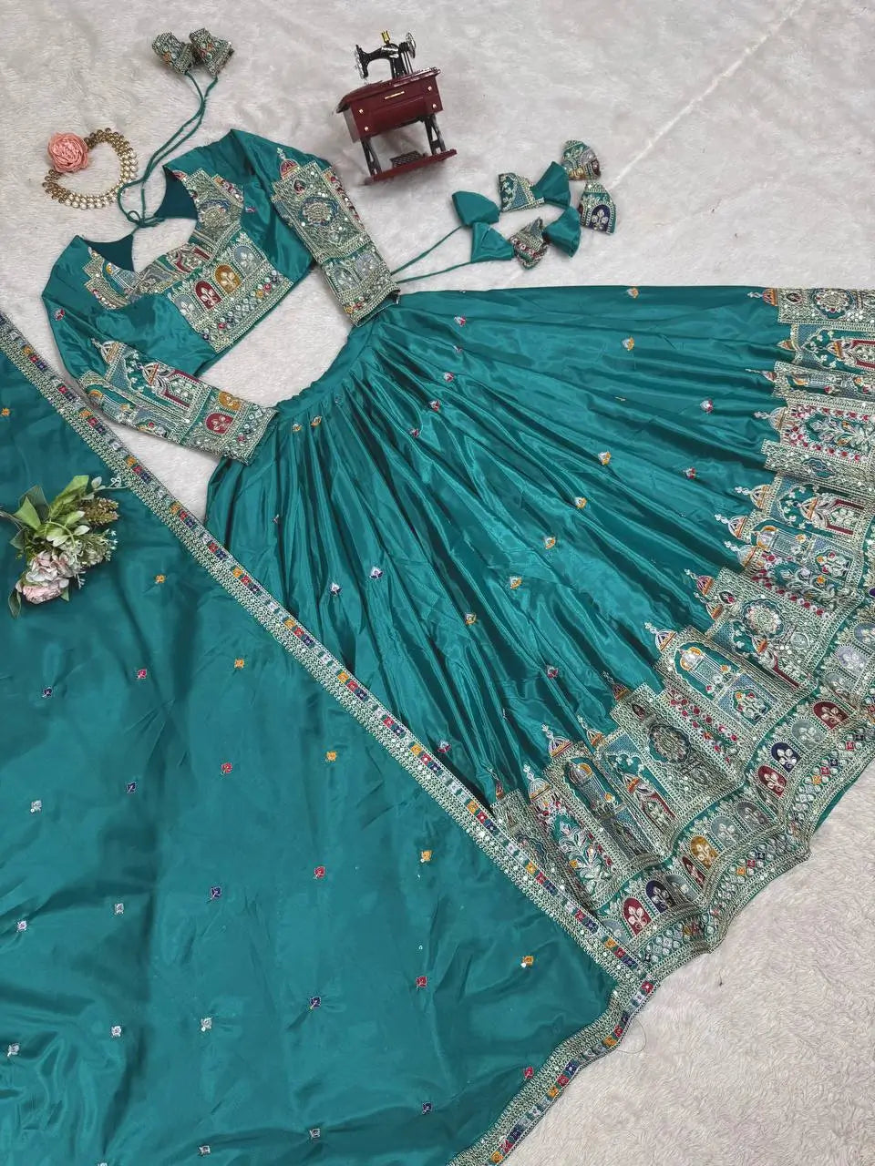 Crepe Silk Thread and Sequin Embroidered Lehenga Choli Set
