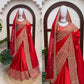 Crimson Bridal Sequin Saree With Dupatta