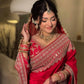 Crimson Bridal Sequin Saree With Dupatta