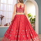 Crimson Chinon Sequin Coding Lehenga Set