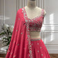 Crimson Chinon Sequin Coding Lehenga Set