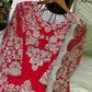 Crimson Elegance Faux Georgette Embroidered Plazzo Set