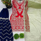 Crimson Elegance Faux Georgette Embroidered Plazzo Set