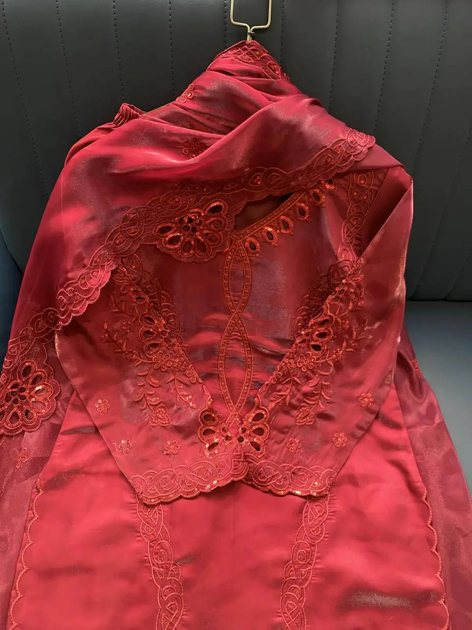 Crimson Embroidery Kurta Set with Dupatta