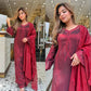 Crimson Embroidery Kurta Set with Dupatta