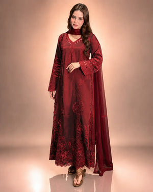 Crimson Embroidery Kurta Set with Dupatta