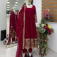 Crimson Georgette Anarkali Gown with Dupatta