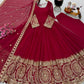 Crimson Georgette Anarkali Gown with Dupatta