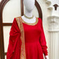 Crimson Gold Border Anarkali Gown