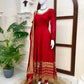Crimson Gold Border Anarkali Gown
