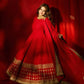 Crimson Gold Border Anarkali Gown
