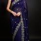 Crimson Red Fandy Satin Silk Sequins Embroidered Saree for Wedding & Festive Wear
