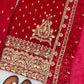 Crimson Red Pure Crunchy Silk Sequins Embroidered Kurti Palazzo Set for Wedding Wear