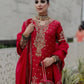 Crimson Red Pure Crunchy Silk Sequins Embroidered Kurti Palazzo Set for Wedding Wear