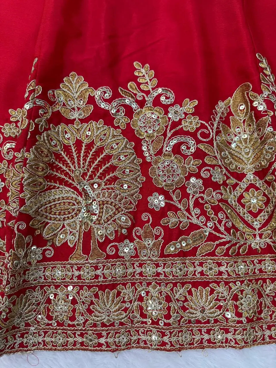 Crimson Sequin Bridal Lehenga