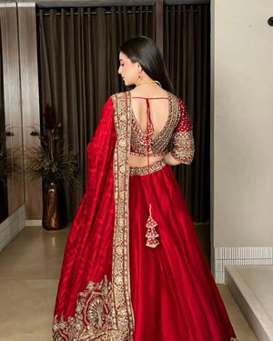 Crimson Sequin Bridal Lehenga