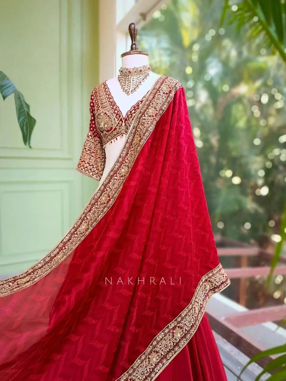 Crimson Sequin Bridal Lehenga