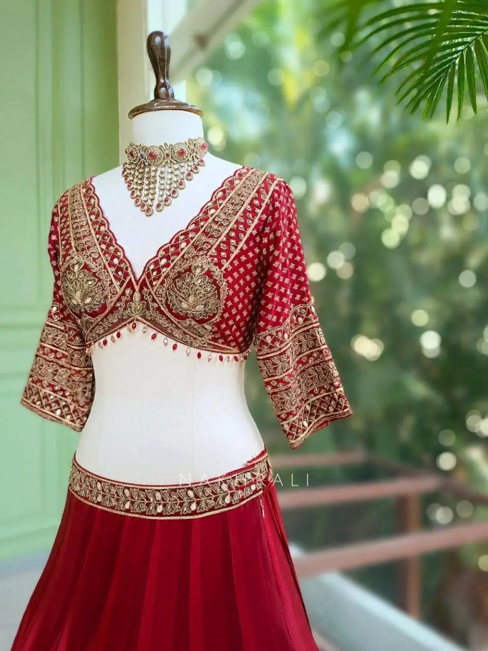 Crimson Sequin Bridal Lehenga