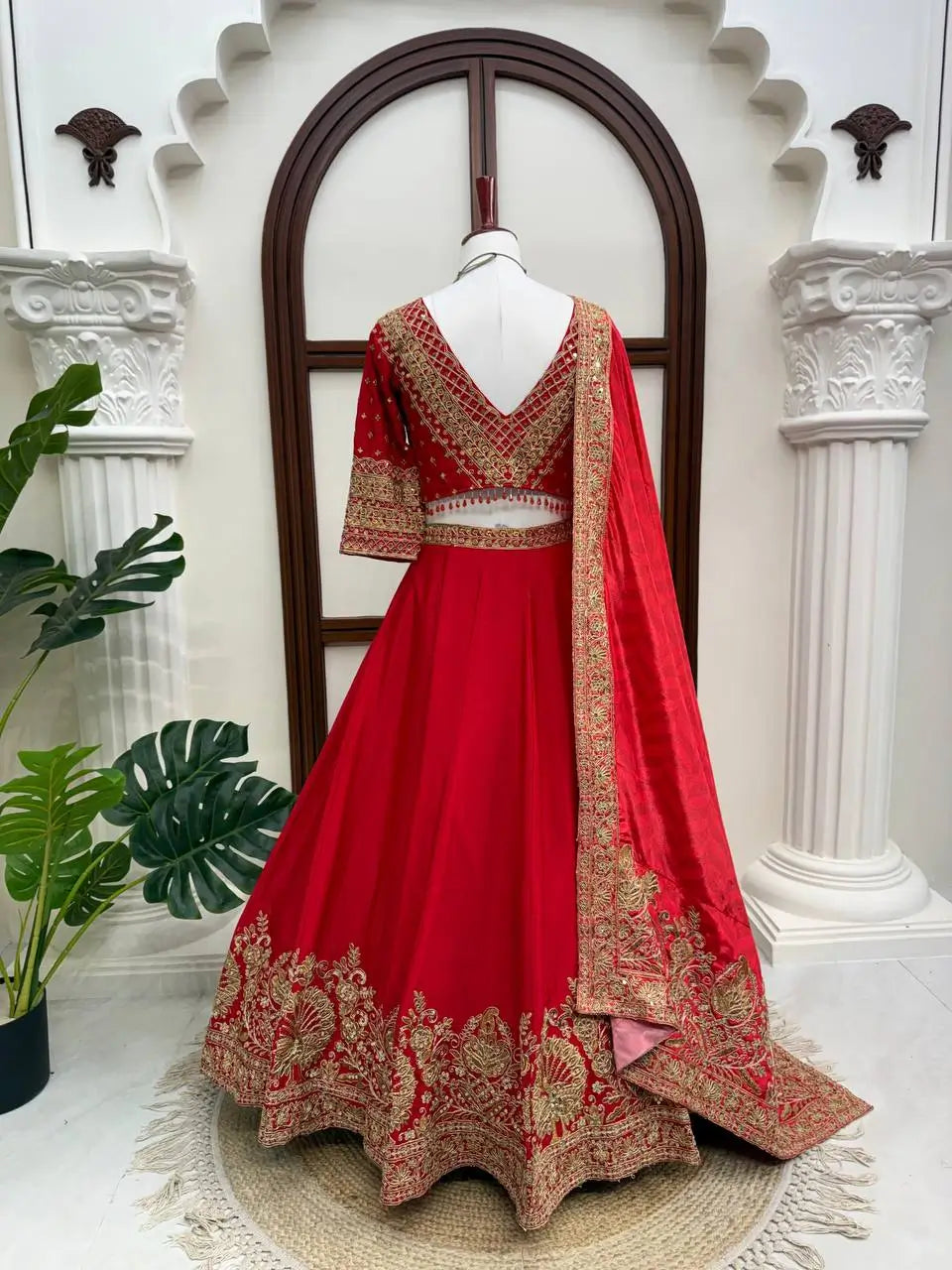 Crimson Sequin Bridal Lehenga