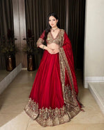 Crimson Sequin Bridal Lehenga